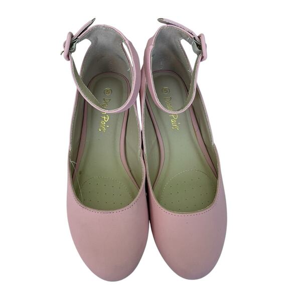 Dream Pairs Faux Leather Ballet Flats with Ankle Strap Pink Shoes Girls Size 5 - Picture 8 of 8